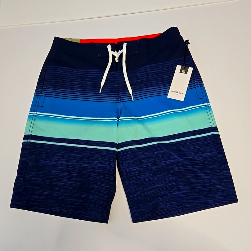Goodfellow Men's Blue Striped Swim Shorts NWT Size S